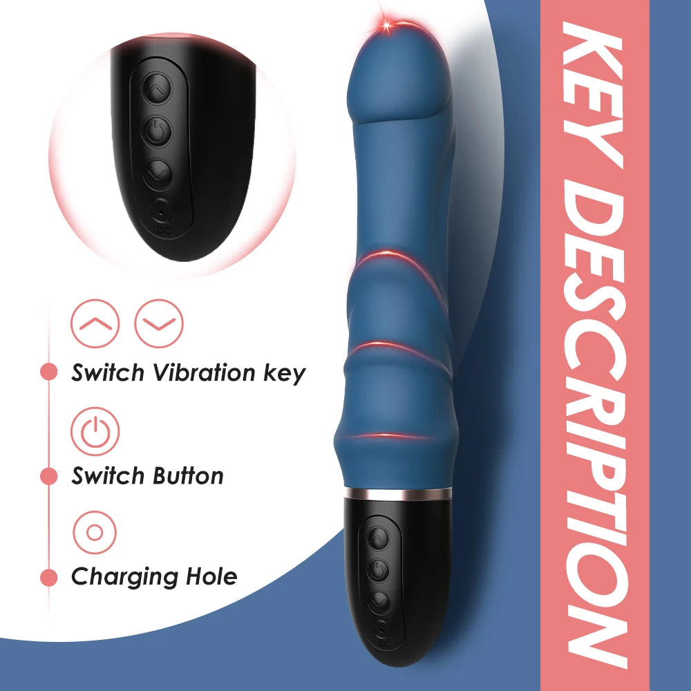 Powerful Silicone Thrusting Dildo Vibrator