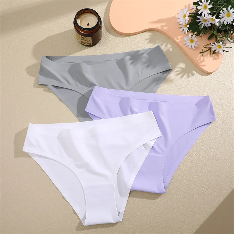 6Pcs/Set Sexy Traceless Panties For Women Seamless Low Waist Breathable Briefs High Elastic Solid Color Lingerie Cozy Underpants