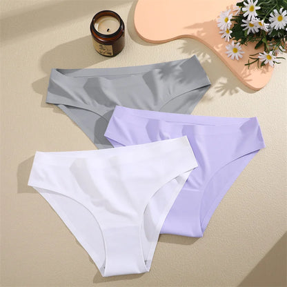 6Pcs/Set Sexy Traceless Panties For Women Seamless Low Waist Breathable Briefs High Elastic Solid Color Lingerie Cozy Underpants