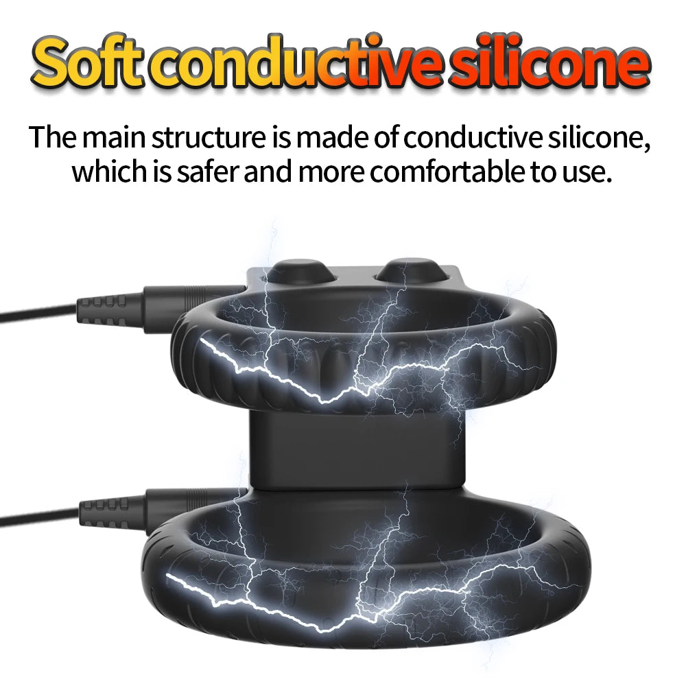 Electric Shock Male Penis Lock Cock Ring Erection Delay Ejaculation Electro Shock Penis Ring Reusable Ball Stretcher Sex Toys