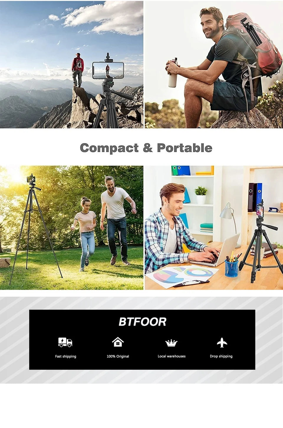 Premium Height-Adjustable Tripod