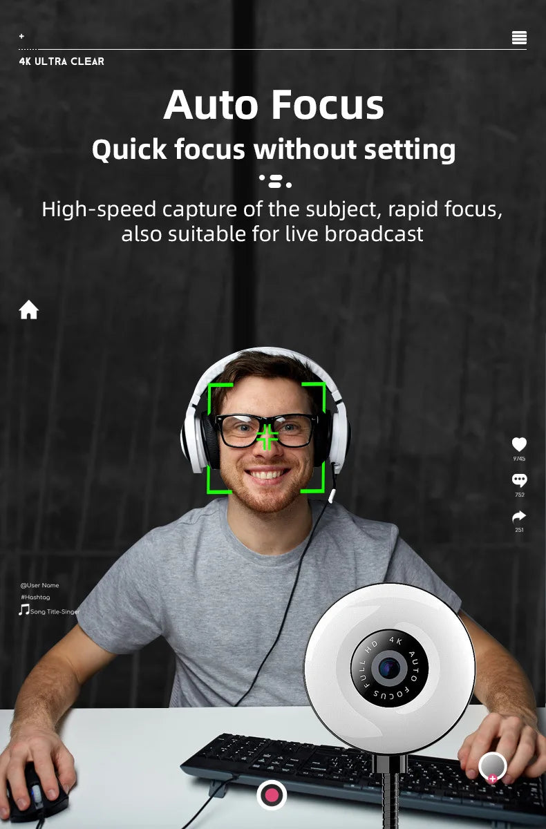 3-in-1 4K Webcam with Mic