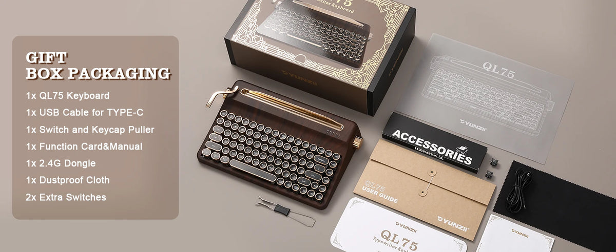 Creme Beige Premium Keyboard Golden