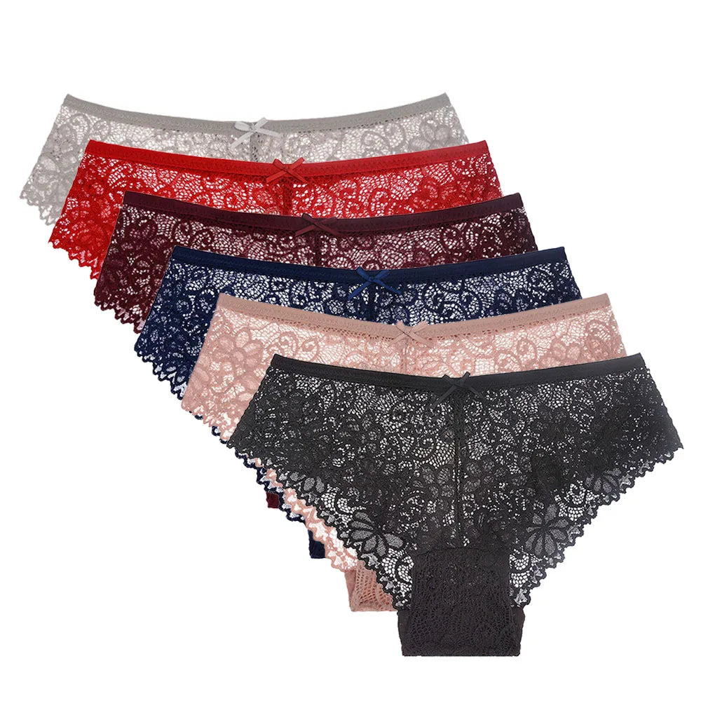 5 Pcs/Set Female Bikini Underwear Lace Briefs Women Transparent Panties Ladies Lingerie