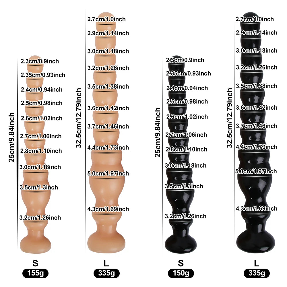 Long Graduated Anal Beads — Flexible PVC Four Styles