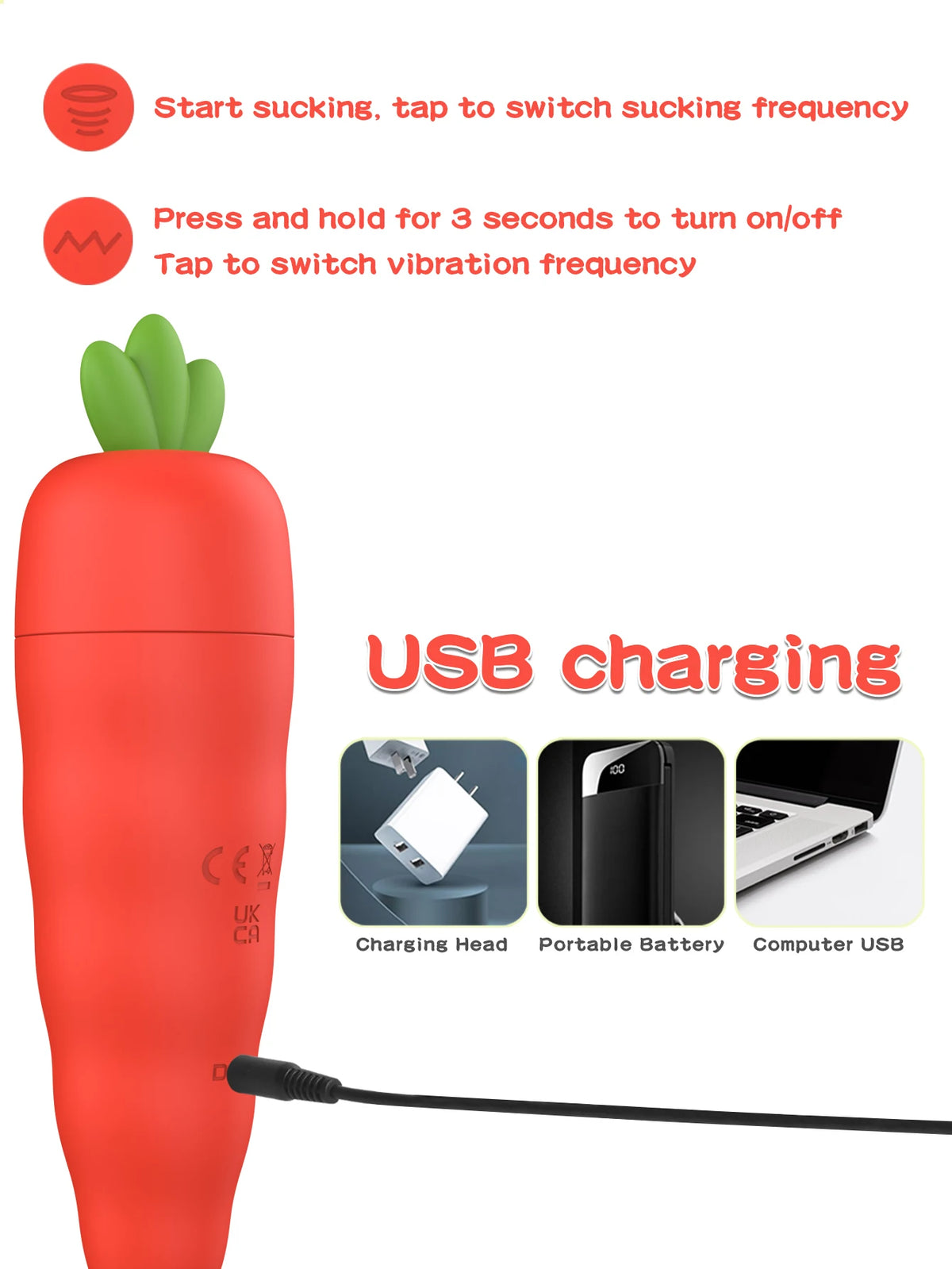 Carrot Rabbit Vibrator — Dual Suction and G-Spot