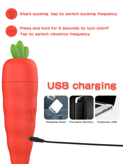Carrot Rabbit Vibrator — Dual Suction and G-Spot