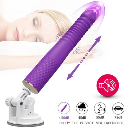 Thrusting Dildo Vibrator with Bracket Stand