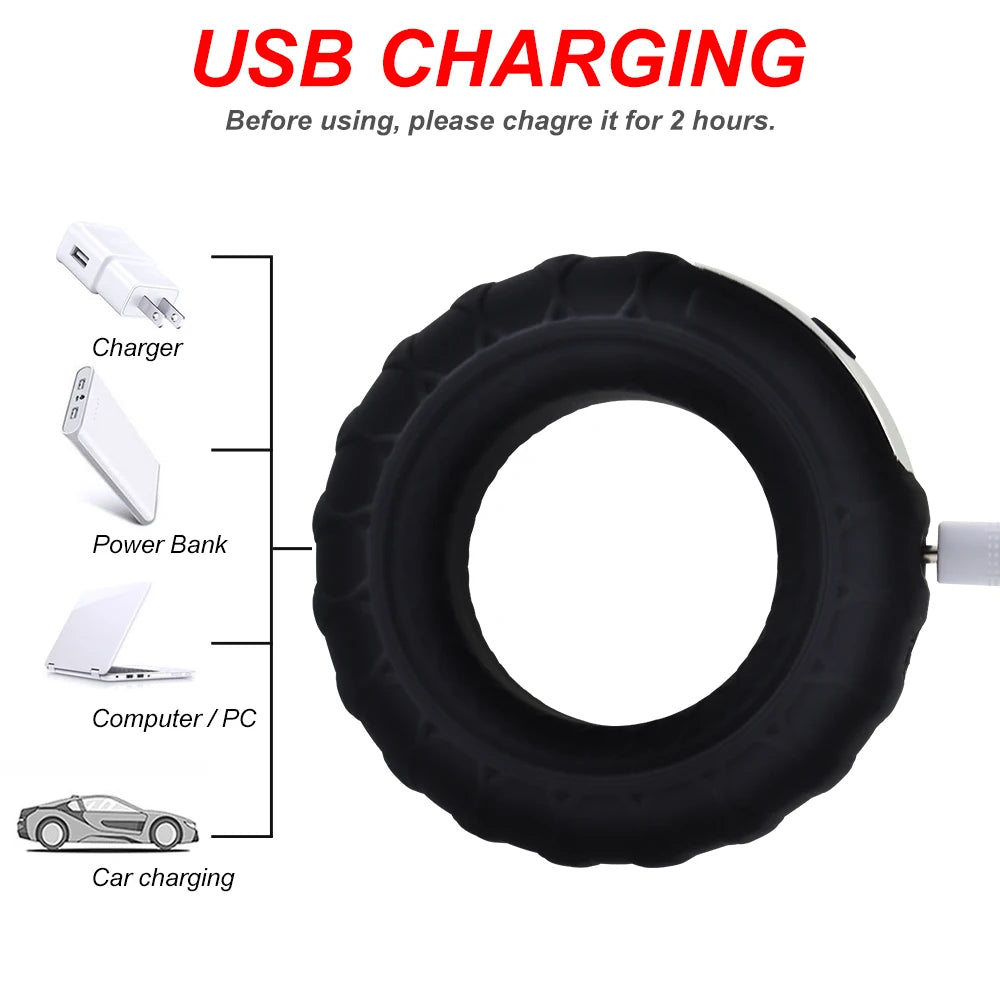 Penis trainer penis ring men delayed ejaculation sex toy USB rechargeable silicone vibrating penis ring adult sex toy for men