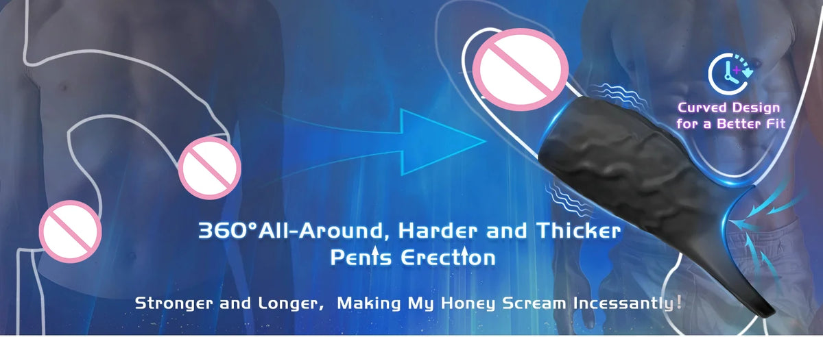 Vibrator Penis Sleeve Cock Ring Ejaculation Extender for Penis Testicles G Spot Stimulation Couples Adult Sex Toys for Men Women