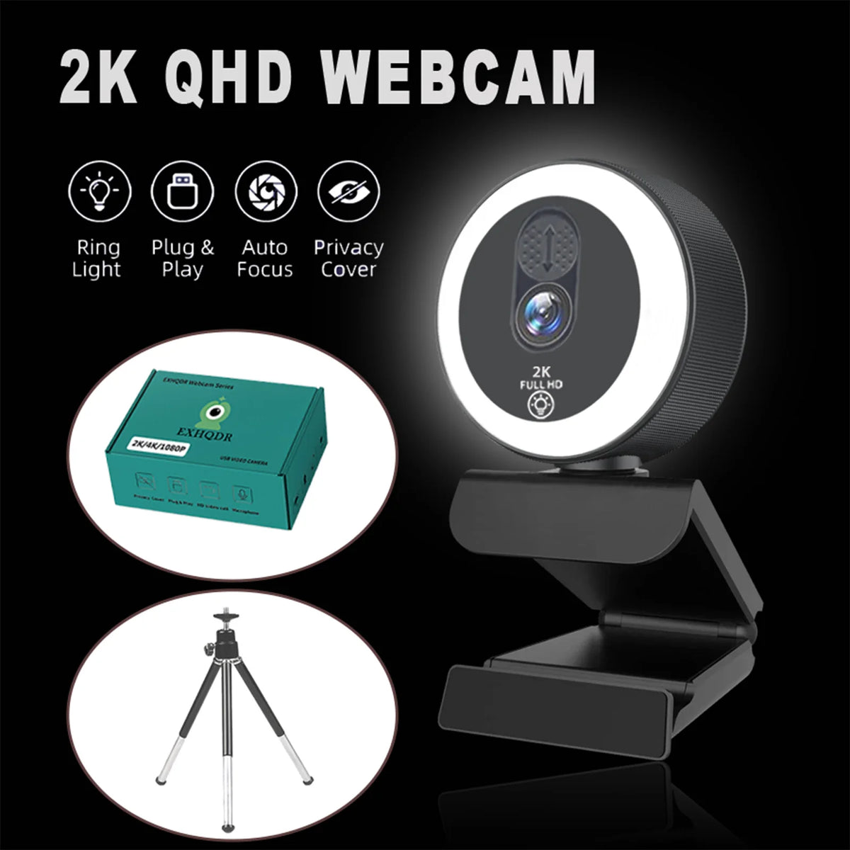 4K Streaming Ring Light Webcam