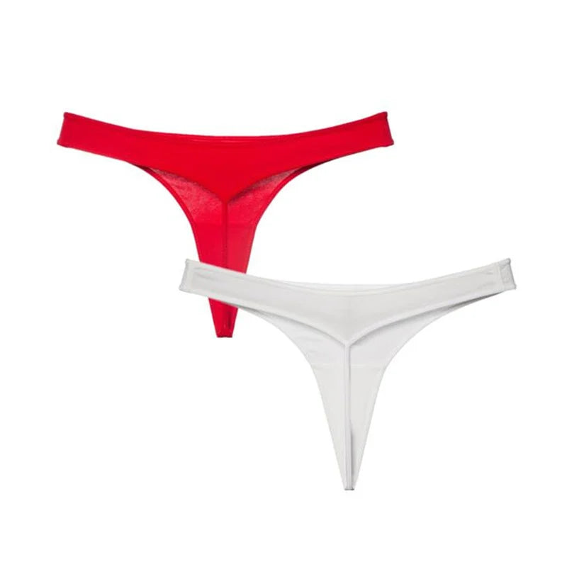2 Pcs T-back Cotton Thong Underwear for Women Sports Ladies Seamless Panties Low Rise Solid Sexy Tanga