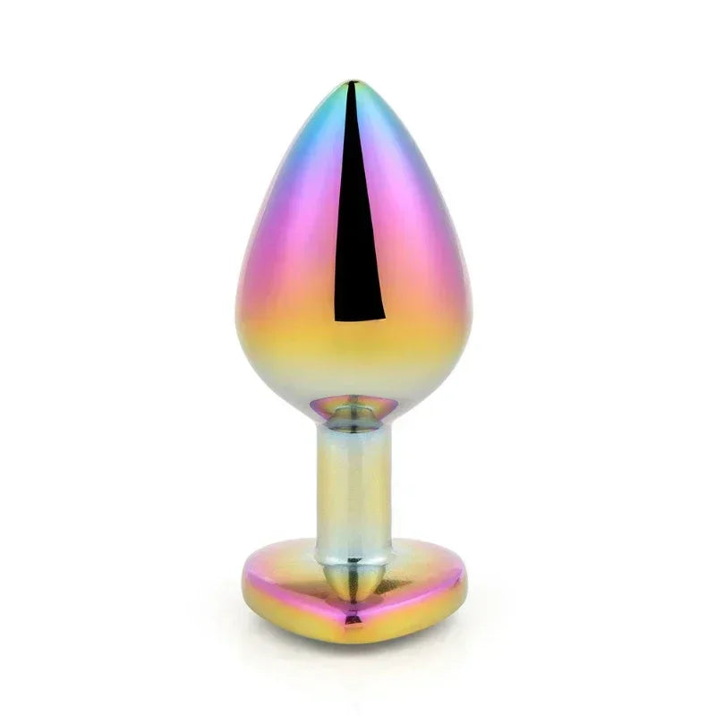 Cute Rainbow Heart-Shaped Metal Crystal Plug
