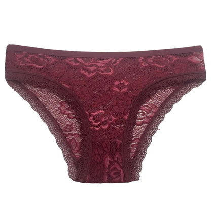 5 PCS/Set Mesh Briefs Big Size M-XL Lace Hollow Out Panties Sexy Transparent Underwear Low Rise Panties Girls Intimates Lingerie