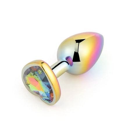 Cute Rainbow Heart-Shaped Metal Crystal Plug