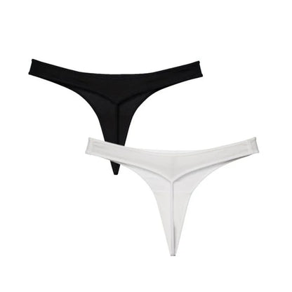 2 Pcs T-back Cotton Thong Underwear for Women Sports Ladies Seamless Panties Low Rise Solid Sexy Tanga