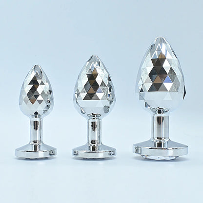 Silvery Stainless Steel Diamond Surface Anal Plug Dildo Crystal Base Butt Plug Analplug Sex Toys For Woman Adult Toys Anal Toys