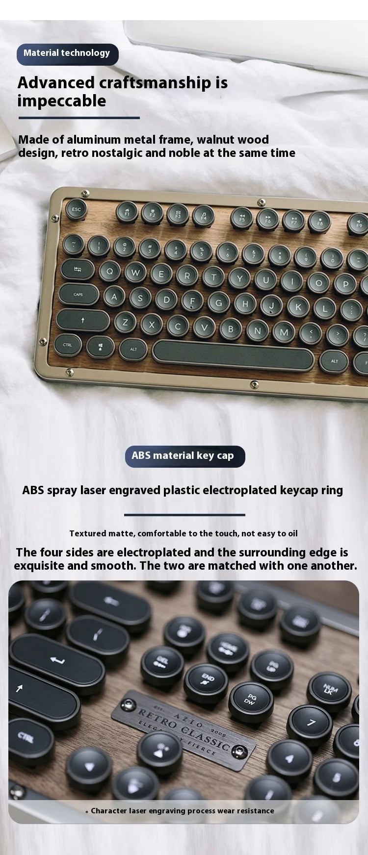 Premium handcrafted wood keyboard