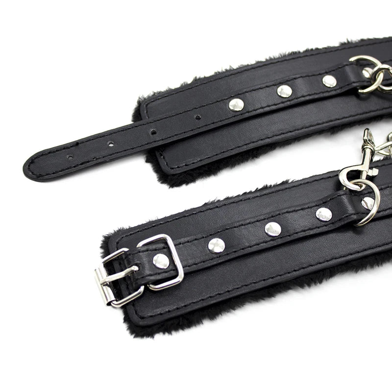 Plush-Lined Leather Wrist & Ankle Cuffs