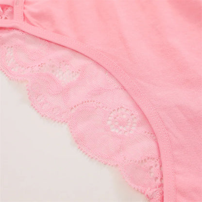 7PCS/Set Women Floral Lace Panties Sexy Low-Waist Briefs Female Hollow Out Breathable Underwear Cotton Soft Lingerie Solid Color