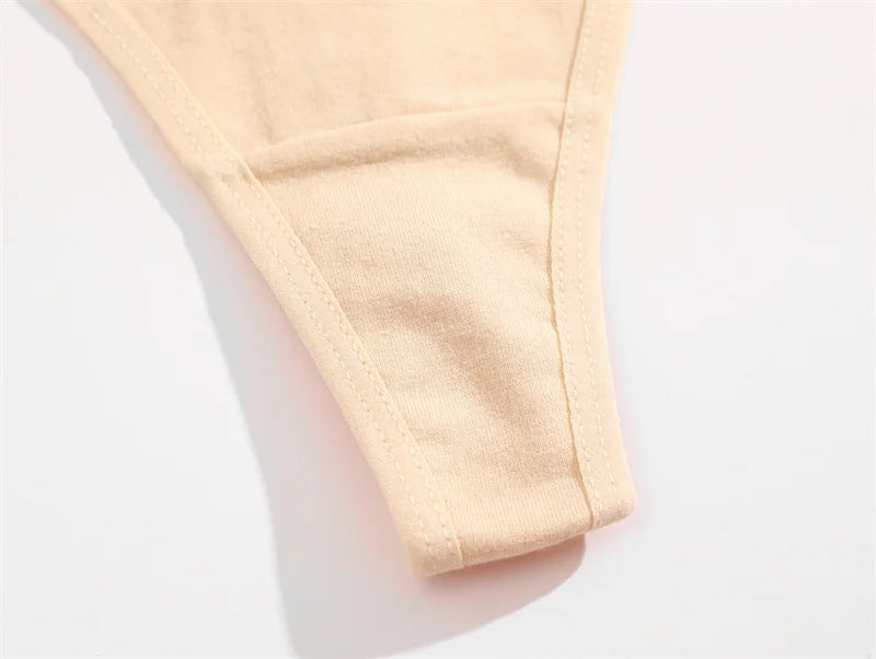8PCS Women Cotton Thongs Sexy V Waist G-String Panties Seamless Soft Underwear for Women Solid Color Girls Intimates Lingerie