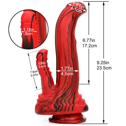 Double-Ended Silicone Dildo with Suction Cup Base