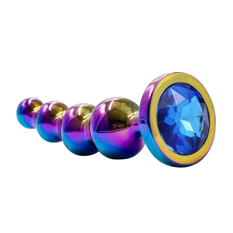 Premium Metal Anal Beads Pink Crysta