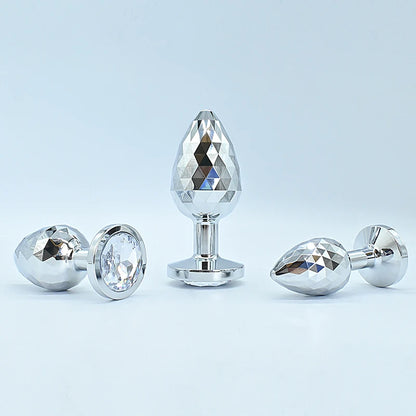 Silvery Stainless Steel Diamond Surface Anal Plug Dildo Crystal Base Butt Plug Analplug Sex Toys For Woman Adult Toys Anal Toys