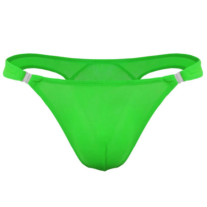 8PCS/Set Openable Buckle Underwear Man Ice Silk Thong Sexy U Convex Pouch Nylon G-string Low Waist Male Underpants Plus Size
