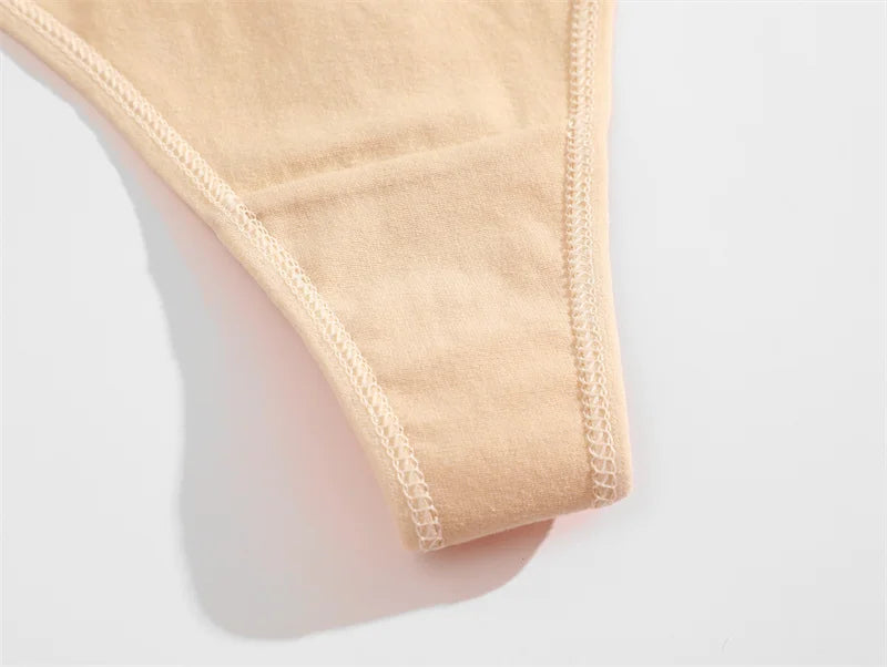 8PCS Women Cotton Thongs Sexy V Waist G-String Panties Seamless Soft Underwear for Women Solid Color Girls Intimates Lingerie