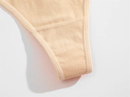 8PCS Women Cotton Thongs Sexy V Waist G-String Panties Seamless Soft Underwear for Women Solid Color Girls Intimates Lingerie