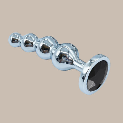 Premium Metal Anal Beads Pink Crysta