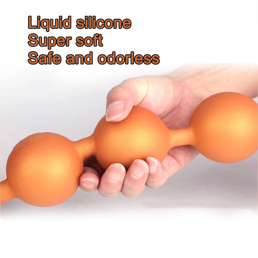 Huge 9 Ball Anal Plug Tail Sex Toys For Men Women Anal Dilator Soft Butt Plug with Tail Anal Beads Sex Party Erotic Toy Butplug