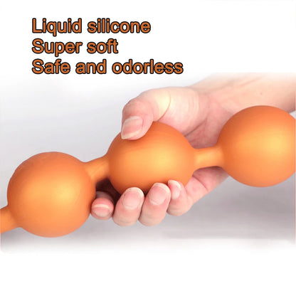 Huge 9 Ball Anal Plug Tail Sex Toys For Men Women Anal Dilator Soft Butt Plug with Tail Anal Beads Sex Party Erotic Toy Butplug