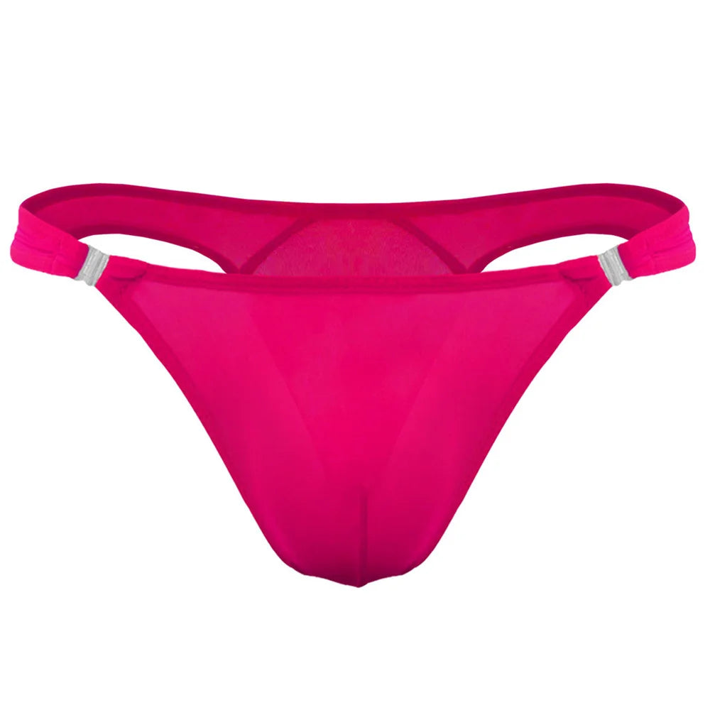 8PCS/Set Openable Buckle Underwear Man Ice Silk Thong Sexy U Convex Pouch Nylon G-string Low Waist Male Underpants Plus Size