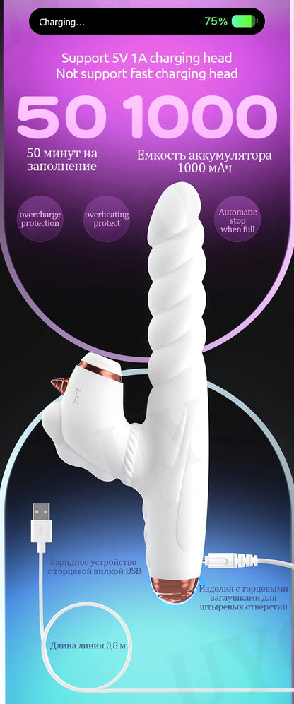 Vibrator Thrust Gun G-spot Stimulation Clitoral Sucking Vibrator USB Rechargeable Silicone Vibrator Woman Adult Sex Toys dildo