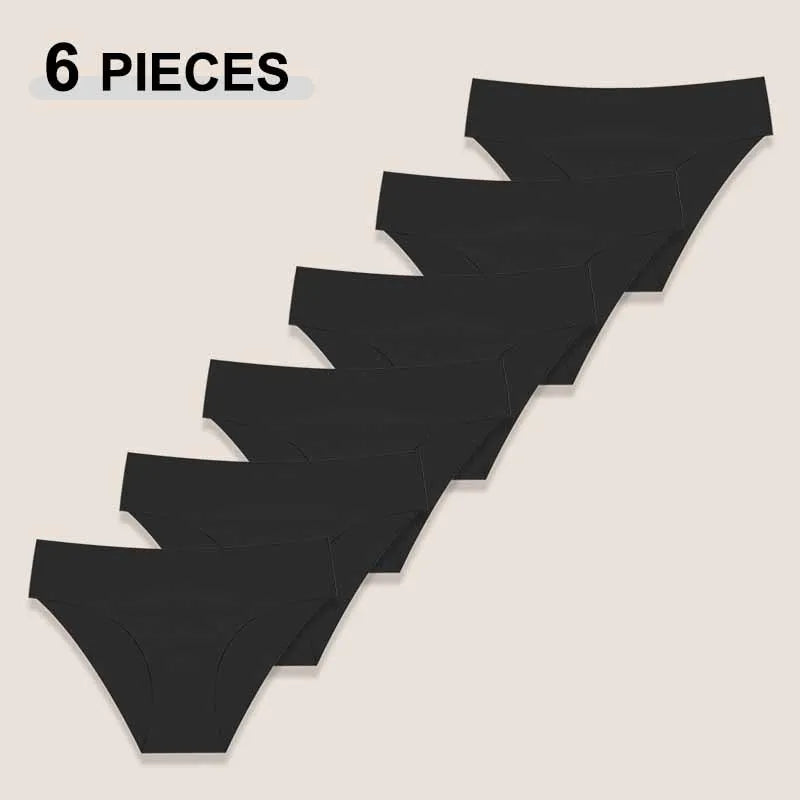 6Pcs/Set Sexy Traceless Panties For Women Seamless Low Waist Breathable Briefs High Elastic Solid Color Lingerie Cozy Underpants