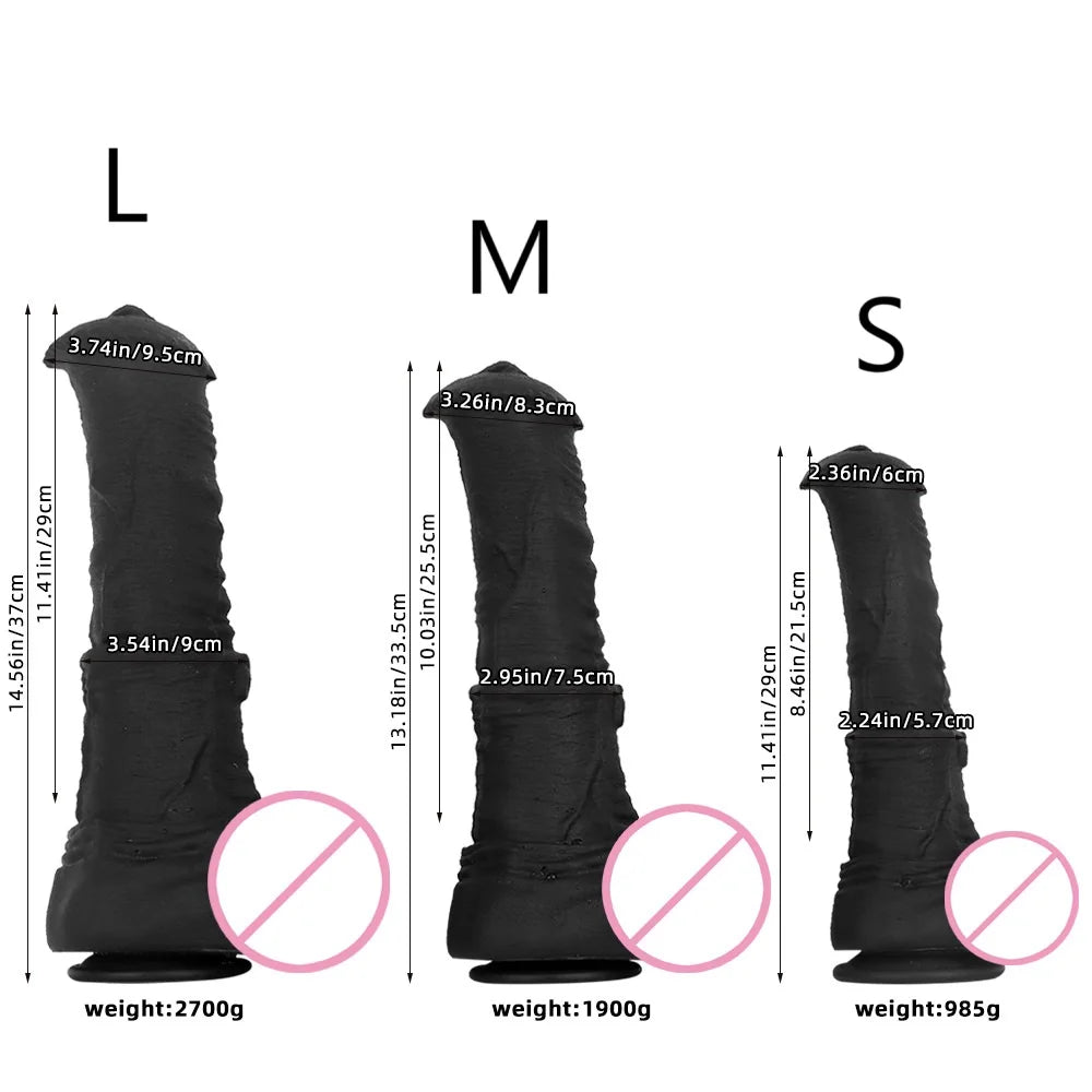Black Horse Dildo Realistic Animal Dildo Silicone Penis for Man/Women Sex Toys Butt Plug Expander Masturbation Sex Tool Toy 18