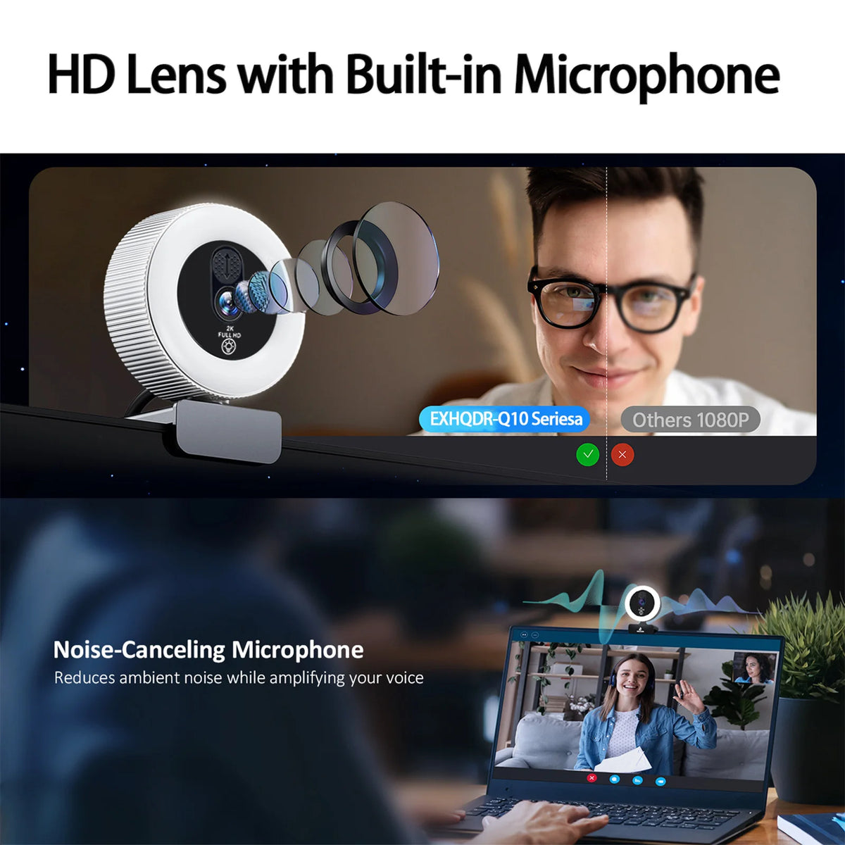 4K Streaming Ring Light Webcam