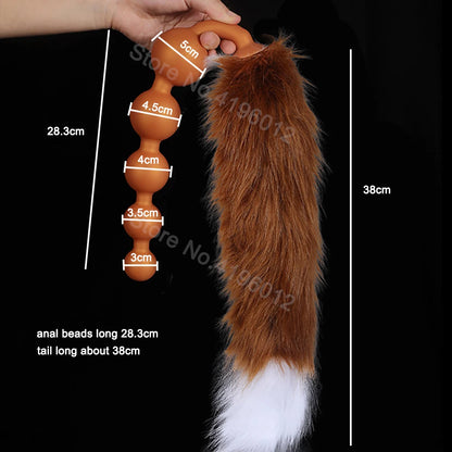 Huge 9 Ball Anal Plug Tail Sex Toys For Men Women Anal Dilator Soft Butt Plug with Tail Anal Beads Sex Party Erotic Toy Butplug