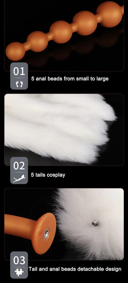 Huge 9 Ball Anal Plug Tail Sex Toys For Men Women Anal Dilator Soft Butt Plug with Tail Anal Beads Sex Party Erotic Toy Butplug
