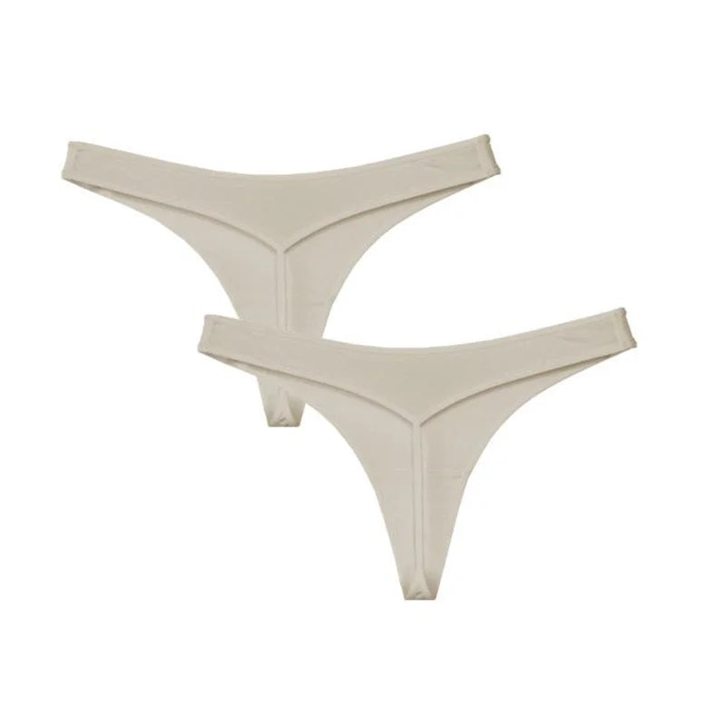 2 Pcs T-back Cotton Thong Underwear for Women Sports Ladies Seamless Panties Low Rise Solid Sexy Tanga