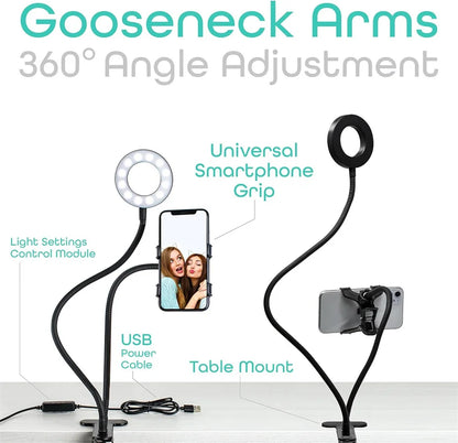 Flexible Phone Holder LED Light Tripod