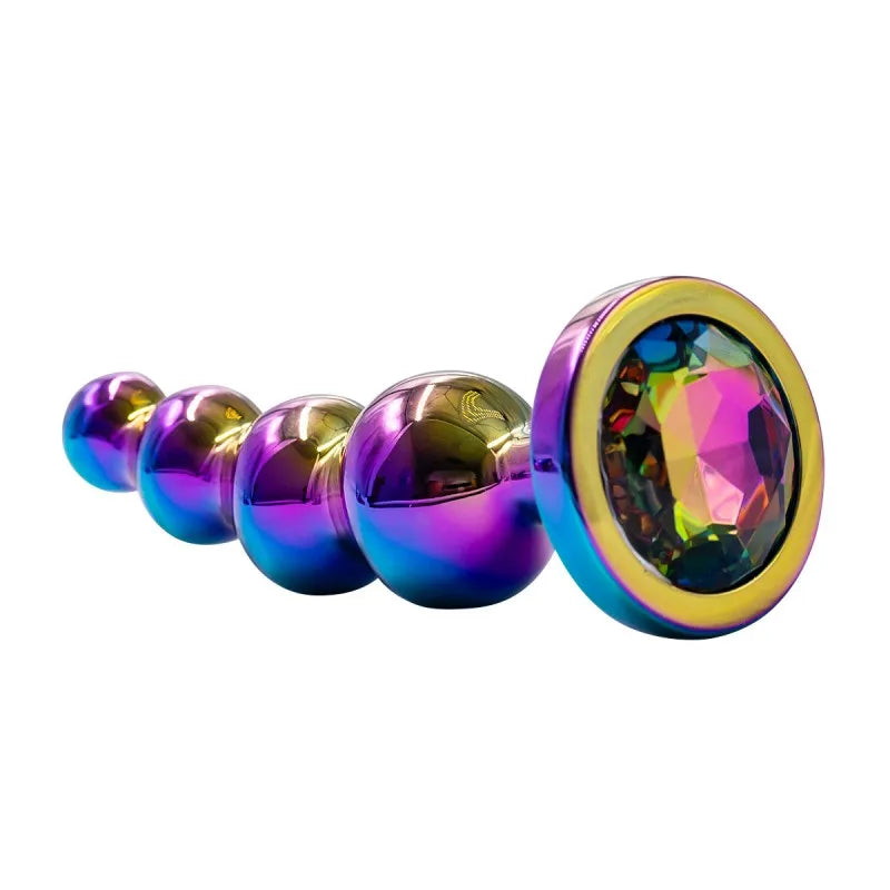 Premium Metal Anal Beads Pink Crysta
