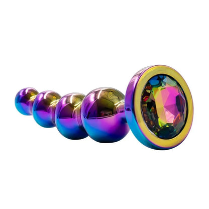 Premium Metal Anal Beads Pink Crysta