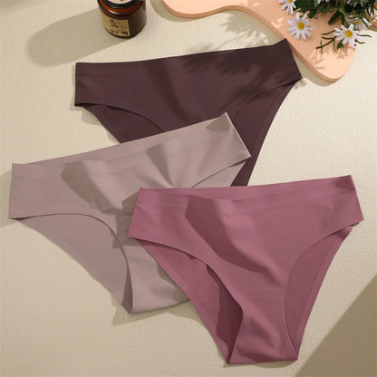 6Pcs/Set Sexy Traceless Panties For Women Seamless Low Waist Breathable Briefs High Elastic Solid Color Lingerie Cozy Underpants