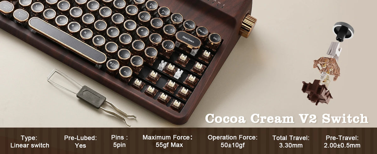 Creme Beige Premium Keyboard Golden