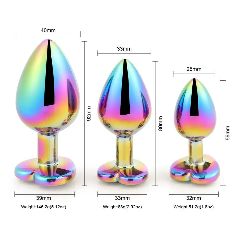 Cute Rainbow Heart-Shaped Metal Crystal Plug