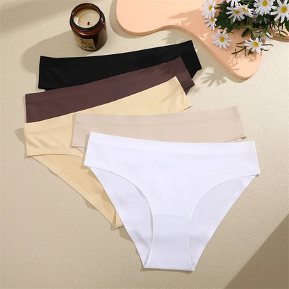 6Pcs/Set Sexy Traceless Panties For Women Seamless Low Waist Breathable Briefs High Elastic Solid Color Lingerie Cozy Underpants