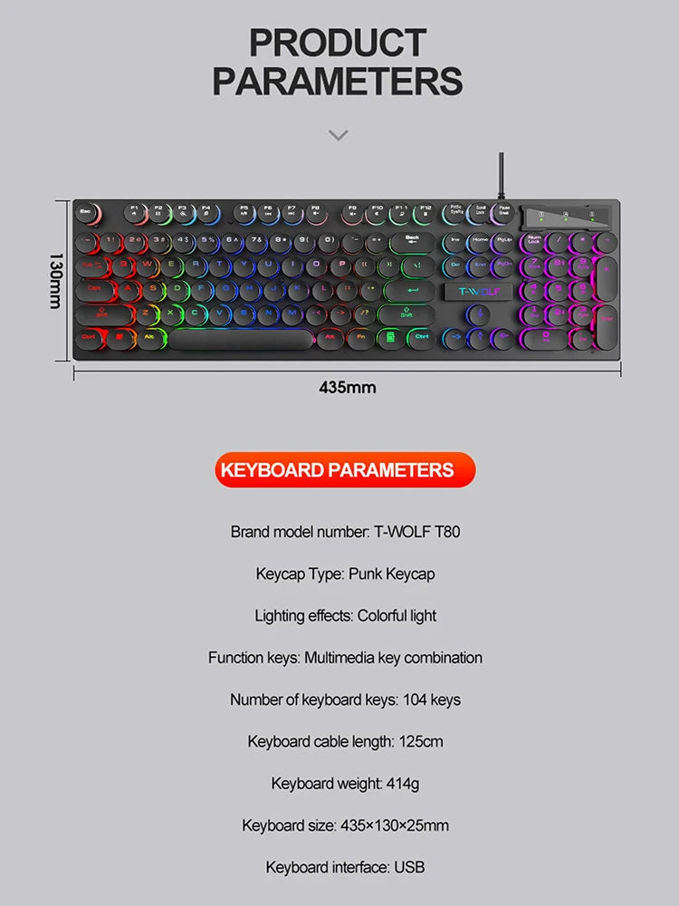Mechanical-Style Wired Keyboard